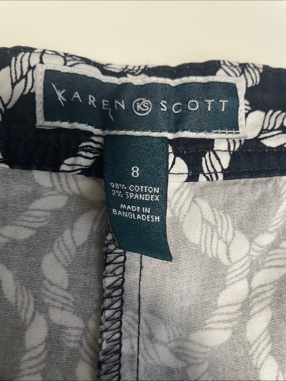 Karen Scott Black Mini Skort with White Rope Print - Picture 3 of 6